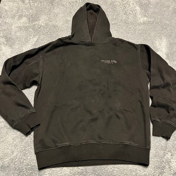 White Fox Project 5 Black Hoodie Mens Small Black on Black Logo Distressed - Picture 1 of 7